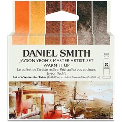 Daniel Smith Aquarela extrafina Conjunto de 6 tubos de 5 ml, Jayson Yeoh Master Artist Warm It Up Daniel Smith Aquarela extrafina Conjunto de 6 tubos de 5 ml, Jayson Yeoh Master Artist Warm It Up