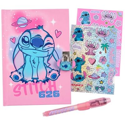 Disney Stitch Conjunto de papelaria para meninas, inclui caderno autocolantes caneta cadeado e chaves, presente para meninas Disney Stitch Conjunto de papelaria para meninas, inclui caderno autocolantes caneta cadeado e chaves, presente para meninas