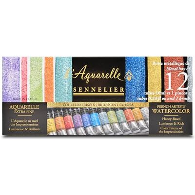Sennelier : Tinta de Aquarela: Conjunto Clássico de Lata Metálica de 12 Tubos de 10ml Sennelier : Tinta de Aquarela: Conjunto Clássico de Lata Metálica de 12 Tubos de 10ml