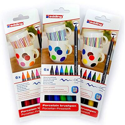 Edding Marcador de porcelana 4200 Brushpen forno (3 vários conjuntos) Edding Marcador de porcelana 4200 Brushpen forno (3 vários conjuntos)