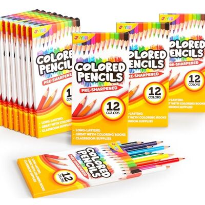 JOYIN 144 lápis de cor a granel, conjunto de lápis de cor pré-afiada para crianças, pacote múltiplo de lápis de colorir para crianças, material escolar, sala de aula (12 cores, 12 caixas) para JOYIN 144 lápis de cor a granel, conjunto de lápis de cor pré-afiada para crianças, pacote múltiplo de lápis de colorir para crianças, material escolar, sala de aula (12 cores, 12 caixas) para