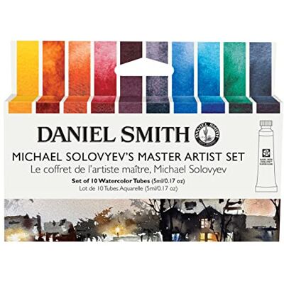 Daniel Smith Aquarela extra-fina Michael Solovyev Master Artist, conjunto de 10, 5 ml, tubos Daniel Smith Aquarela extra-fina Michael Solovyev Master Artist, conjunto de 10, 5 ml, tubos