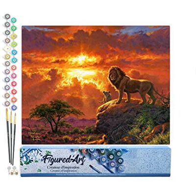 Pintar por NSJFS Leão para adultos ao pôr-do-sol Artesanato pintura acrílica kit quadro DIY completo 40 x 50 cm sem moldura Pintar por NSJFS Leão para adultos ao pôr-do-sol Artesanato pintura acrílica kit quadro DIY completo 40 x 50 cm sem moldura