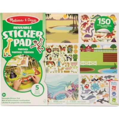Melissa & Doug Bloco de autocolantes infantis habitats, natureza livro autocolantes reutilizáveis: 150 autocolantes Sticker Book com 5 cenas, presente para criança 3 anos ou mais Melissa & Doug Bloco de autocolantes infantis habitats, natureza livro autocolantes reutilizáveis: 150 autocolantes Sticker Book com 5 cenas, presente para criança 3 anos ou mais