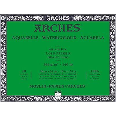 ARCHES Bloc Enc 4L 46 x 61 20H Aquarelle 100 % fino 300 g branco Nat ARCHES Bloc Enc 4L 46 x 61 20H Aquarelle 100 % fino 300 g branco Nat