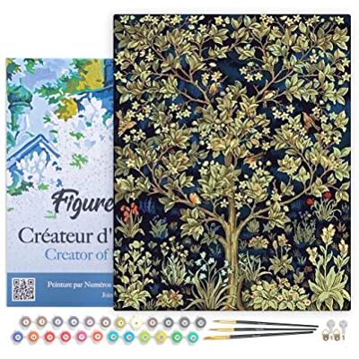Pintar por NSJFS Adultos com moldura árvore feliz artesanato pintura acrílica kit quadro DIY completo, 40 x 50 cm com moldura montada Pintar por NSJFS Adultos com moldura árvore feliz artesanato pintura acrílica kit quadro DIY completo, 40 x 50 cm com moldura montada
