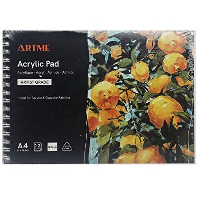 ARTME A4 acrílico papel bloco 12 folhas 400 gsm encadernado em espiral ARTME A4 acrílico papel bloco 12 folhas 400 gsm encadernado em espiral