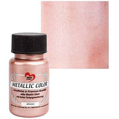 Ideen mit Herz Tinta metalizada, tinta acrílica trabalhos manuais com brilho metálico nobre e alta pigmentação de cor, 50 ml (rosa escuro) Ideen mit Herz Tinta metalizada, tinta acrílica trabalhos manuais com brilho metálico nobre e alta pigmentação de cor, 50 ml (rosa escuro)