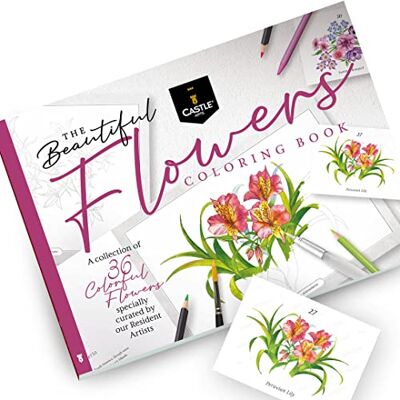 Livro para colorir de flores, 36 flores inspiradoras de atenção plena selecionadas por artistas internos com guia de referência de cores, papel de grau artístico que não se Livro para colorir de flores, 36 flores inspiradoras de atenção plena selecionadas por artistas internos com guia de referência de cores, papel de grau artístico que não se