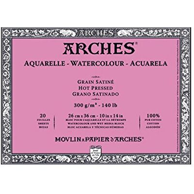 ARCHES Bloco de papel para aguarela, madeira, branco natural, 26 x 36 cm, 20 ARCHES Bloco de papel para aguarela, madeira, branco natural, 26 x 36 cm, 20