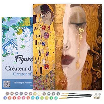 Pintar por NSJFS Adultos com moldura Gustav Klimt Artesanato pintura acrílica kit quadro DIY completo, 40 x 50 cm com moldura montada Pintar por NSJFS Adultos com moldura Gustav Klimt Artesanato pintura acrílica kit quadro DIY completo, 40 x 50 cm com moldura montada