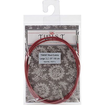 ChiaoGoo Twist RED Cabo para agulhas de malha intercambiáveis vermelho 93 cm tamanho L 1 unidade CG ChiaoGoo Twist RED Cabo para agulhas de malha intercambiáveis vermelho 93 cm tamanho L 1 unidade CG