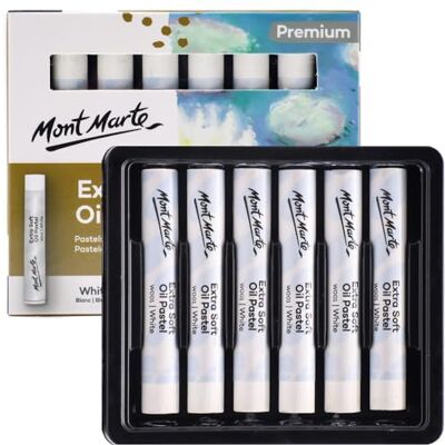 MONT MARTE pastéis a óleo extramacios, cor branca, 6 unidades, cores pastel a óleo natural variadas, vibrantes, amanteigados, versáteis bolos artísticos para misturar, camadas e sombreamento MONT MARTE pastéis a óleo extramacios, cor branca, 6 unidades, cores pastel a óleo natural variadas, vibrantes, amanteigados, versáteis bolos artísticos para misturar, camadas e sombreamento
