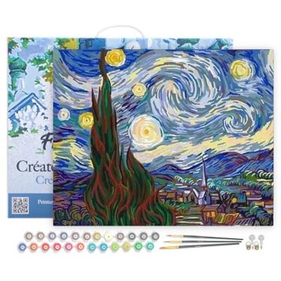 ART Pintar por Números Adultos com moldura Van Gogh A Noite Estrelada Kit de Pintura Acrílica Manualidades Quadro DIY completo 40x50cm com bastidor montado ART Pintar por Números Adultos com moldura Van Gogh A Noite Estrelada Kit de Pintura Acrílica Manualidades Quadro DIY completo 40x50cm com bastidor montado
