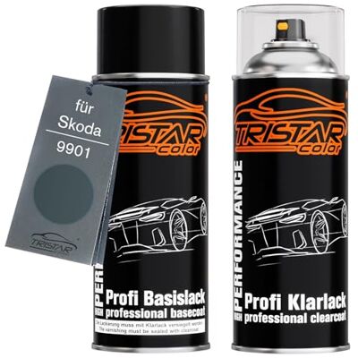 TRISTARcolor Pintura automotiva conjunto de frascos de spray para Skoda 9901 Graphite Grey Metallic pintura base pintura transparente spray 400 ml Graphite Grey Metallic, Kit capa de base + barniz, Aerosoles 400ml TRISTARcolor Pintura automotiva conjunto de frascos de spray para Skoda 9901 Graphite Grey Metallic pintura base pintura transparente spray 400 ml Graphite Grey Metallic, Kit capa de base + barniz, Aerosoles 400ml