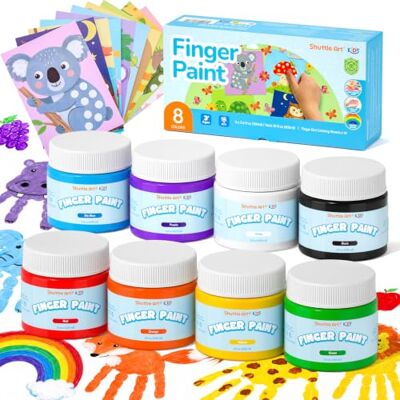 Shuttle Tinta para crianças, 8 x 100 ml pintura de dedos para crianças Tinta de dedos para crianças com 10 folhas para cores, não tóxica, temperaturas para crianças, pintura de dedos bebé Shuttle Tinta para crianças, 8 x 100 ml pintura de dedos para crianças Tinta de dedos para crianças com 10 folhas para cores, não tóxica, temperaturas para crianças, pintura de dedos bebé