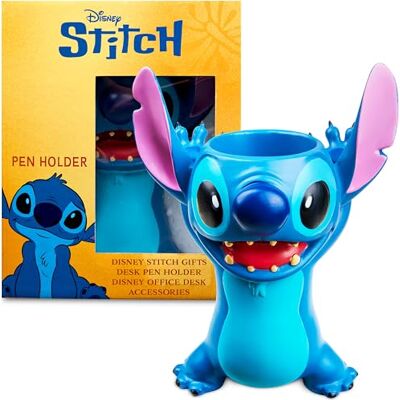 Disney Stitch Porta canetas para secretária, 11 x 15 x 18 cm, presentes práticos Disney Stitch Porta canetas para secretária, 11 x 15 x 18 cm, presentes práticos