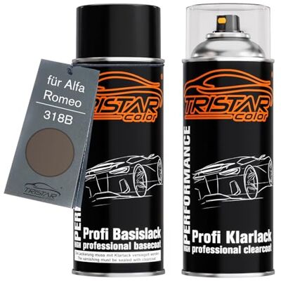 TRISTARcolor Tinta do carro Conjunto de frascos de spray para Alfa Romeo 318B Grigio magnésio metal pintura base pintura transparente spray 400 ml Grigio Magnesio Metallic, Pintura automotriz, Kit capa de base + barniz, Aerosoles 400ml TRISTARcolor Tinta do carro Conjunto de frascos de spray para Alfa Romeo 318B Grigio magnésio metal pintura base pintura transparente spray 400 ml Grigio Magnesio Metallic, Pintura automotriz, Kit capa de base + barniz, Aerosoles 400ml