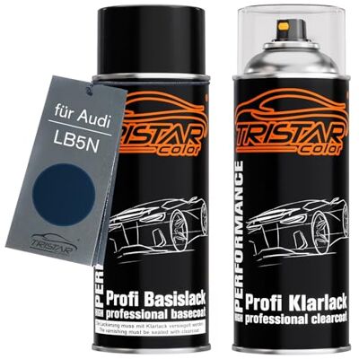 TRISTARcolor Tinta automotiva em spray para Audi LB5N Indigoblau Perl +1K Kit camada de base verniz, aerossóis 400 ml TRISTARcolor Tinta automotiva em spray para Audi LB5N Indigoblau Perl +1K Kit camada de base verniz, aerossóis 400 ml