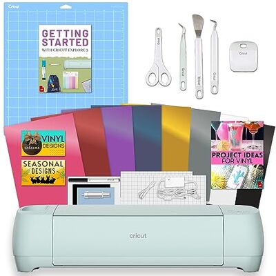 Cricut Explore 3 Machine with Sampler Vinyl Pack, Cutting Mat and Tool Kit Bundle Starter Cutting Machine Set with Beginner Supplies, autocolante vinil e ferramentas essenciais para DIY Craft Cricut Explore 3 Machine with Sampler Vinyl Pack, Cutting Mat and Tool Kit Bundle Starter Cutting Machine Set with Beginner Supplies, autocolante vinil e ferramentas essenciais para DIY Craft