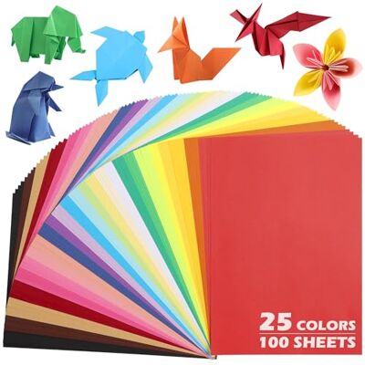 Uncle Paul Papel para origami de 25 cores 100 folhas papel colorido A4 de 70 g/m² 8,3 × 11,7 polegadas cartolina colorida para dobrar em ambos os lados para projetos de artesanato DIY para crianças e adultos Uncle Paul Papel para origami de 25 cores 100 folhas papel colorido A4 de 70 g/m² 8,3 × 11,7 polegadas cartolina colorida para dobrar em ambos os lados para projetos de artesanato DIY para crianças e adultos
