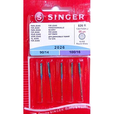 Singer 5 Original Sewing Machine Needles 2026 Thickness 90/14 & 100/16 para jeans 130/705 H-J Singer 5 Original Sewing Machine Needles 2026 Thickness 90/14 & 100/16 para jeans 130/705 H-J