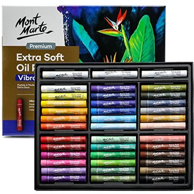 MONT MARTE Conjunto de Pastéis a Óleo – 39 Peças extra suaves – Pastéis solúveis em água – Cores intensas, alta pigmentação – Ideal para pintar e desenhar MONT MARTE Conjunto de Pastéis a Óleo – 39 Peças extra suaves – Pastéis solúveis em água – Cores intensas, alta pigmentação – Ideal para pintar e desenhar