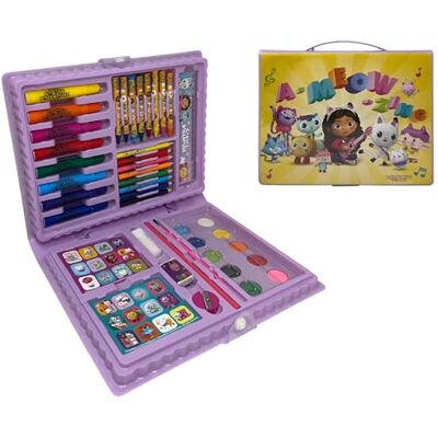 Cartoon Gabby's Dollhouse estojo de cores para crianças 65 peças kit de papel colorido e carta para desenhar e pintar Cartoon Gabby's Dollhouse estojo de cores para crianças 65 peças kit de papel colorido e carta para desenhar e pintar