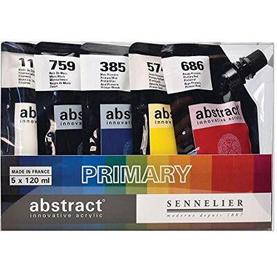 Sennelier Conjunto de pintura abstrata 5P, cores primárias, 120 ml (embalagem de 5) Sennelier Conjunto de pintura abstrata 5P, cores primárias, 120 ml (embalagem de 5)