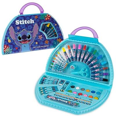 Kit de Arte para Crianças Disney Stitch - Mais de 40 Peças Conjunto de Colorir Princesa Tintas Kit de Arte para Crianças Disney Stitch - Mais de 40 Peças Conjunto de Colorir Princesa Tintas