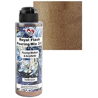 Ideen mit Herz Royal Flash Pouring Mix 2em 1 Médio de derrame e pintura acrílica metálica com efeito, 180 ml, não requer mais mistura com fluido, médio ou óleo de silicone (cor castanho claro) Ideen mit Herz Royal Flash Pouring Mix 2em 1 Médio de derrame e pintura acrílica metálica com efeito, 180 ml, não requer mais mistura com fluido, médio ou óleo de silicone (cor castanho claro)
