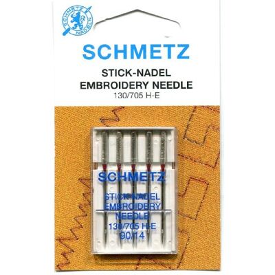 SCHMETZ . Agulha de bordado (ponta vermelha) para máquinas de uso doméstico, agulha traseira plana, vermelho, 90 (14) SCHMETZ . Agulha de bordado (ponta vermelha) para máquinas de uso doméstico, agulha traseira plana, vermelho, 90 (14)