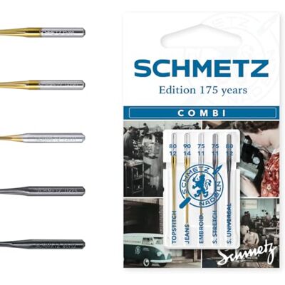 SCHMETZ Combi Box de 175 anos, variado, 5 agulhas para máquinas de Variantes de 130/705 H Conjunto de teste SCHMETZ Combi Box de 175 anos, variado, 5 agulhas para máquinas de Variantes de 130/705 H Conjunto de teste
