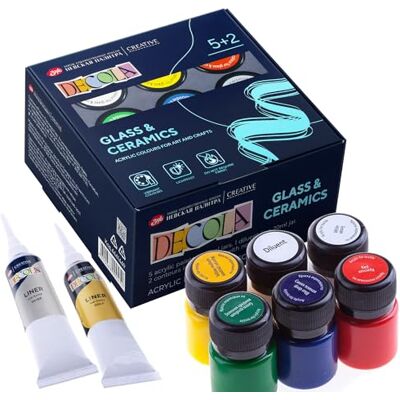 Decola Conjunto de pintura em porcelana, 5 x 20 ml contornos e diluente Kit vidro e cerâmica 5 x 20 ml com contornos e diluente, permanente, decorar canecas, copos e presentes personalizados Decola Conjunto de pintura em porcelana, 5 x 20 ml contornos e diluente Kit vidro e cerâmica 5 x 20 ml com contornos e diluente, permanente, decorar canecas, copos e presentes personalizados