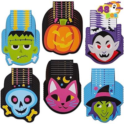 JOYIN Conjunto de 48 mini bloco de notas de personagens assustadoras de Halloween em 6 desenhos, bloco de notas de Halloween, jogo de presentes de truque ou de acordo para crianças, presentes de festa de aula escolar JOYIN Conjunto de 48 mini bloco de notas de personagens assustadoras de Halloween em 6 desenhos, bloco de notas de Halloween, jogo de presentes de truque ou de acordo para crianças, presentes de festa de aula escolar