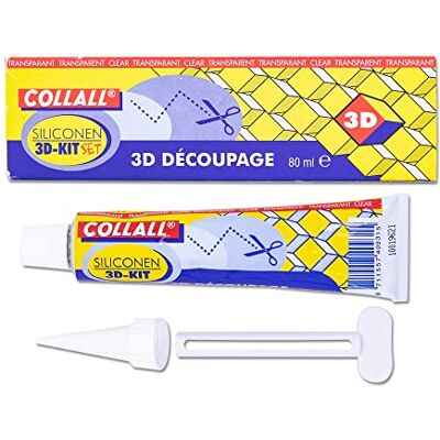 Collall Cola de silicone 3D, artes, artesanato e bricolagem, transparente, flexível e forte, uso para adultos e crianças, para papel, cartões, madeira, poliestireno, espuma e Collall Cola de silicone 3D, artes, artesanato e bricolagem, transparente, flexível e forte, uso para adultos e crianças, para papel, cartões, madeira, poliestireno, espuma e