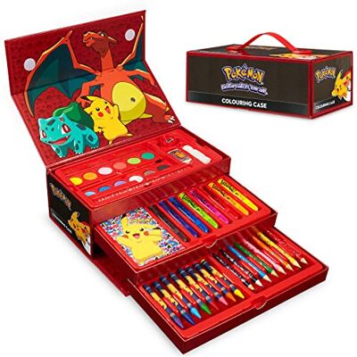 Pokémon Maleta de Pinturas Set de Arte para Crianças com Marcadores Lápis de Cores Pinturas de Aquarela Giz de Cera Pikachu Ideias de Presentes (Preto/Vermelho) Pokémon Maleta de Pinturas Set de Arte para Crianças com Marcadores Lápis de Cores Pinturas de Aquarela Giz de Cera Pikachu Ideias de Presentes (Preto/Vermelho)