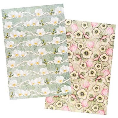 Ideen mit Herz 2 folhas de papel de arroz, papel de decoupage, DIN A4, 2 designs diferentes, vintage, Natal etc. (flores 16) Ideen mit Herz 2 folhas de papel de arroz, papel de decoupage, DIN A4, 2 designs diferentes, vintage, Natal etc. (flores 16)