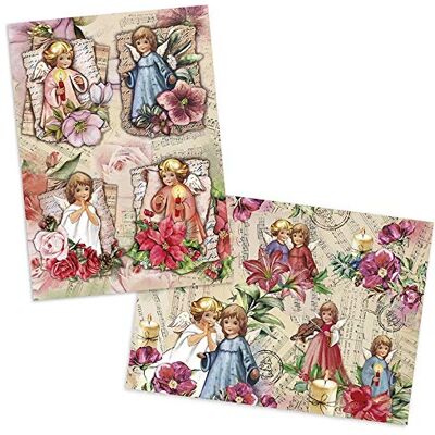 Ideen mit Herz 2 folhas papel de arroz de precioso decoupage, DIN A4, 2 designs diferentes, vintage, Natal, etc. Ideen mit Herz 2 folhas papel de arroz de precioso decoupage, DIN A4, 2 designs diferentes, vintage, Natal, etc.