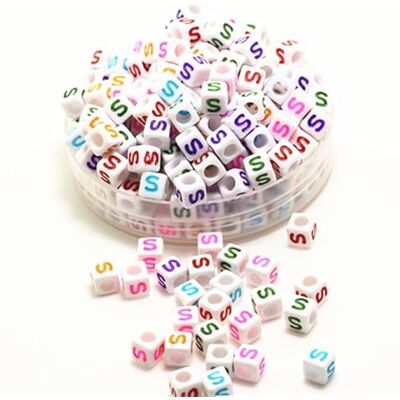 Generic 500 contas acrílicas em forma de cubo de 6 mm (0,236 polegadas) com letras do alfabeto, de A a Z, contas soltas de plástico misturadas para fazer jóias, pulseiras, colares ( Generic 500 contas acrílicas em forma de cubo de 6 mm (0,236 polegadas) com letras do alfabeto, de A a Z, contas soltas de plástico misturadas para fazer jóias, pulseiras, colares (