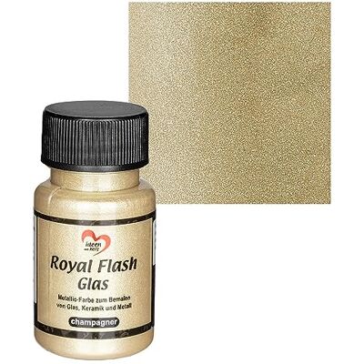 Ideen mit Herz Royal Flash Tinta para cristais (metálica, com finas partículas de purpurina, 50 ml), cor champanhe Ideen mit Herz Royal Flash Tinta para cristais (metálica, com finas partículas de purpurina, 50 ml), cor champanhe