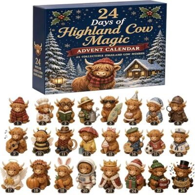 Generic 24 dias calendário advento mágico 3D vaca highland 2026 Natal Calendários advento 3D de quinta natal: 24 mini figuras de animais realistas, bonitas e colecionáveis para decorar Generic 24 dias calendário advento mágico 3D vaca highland 2026 Natal Calendários advento 3D de quinta natal: 24 mini figuras de animais realistas, bonitas e colecionáveis para decorar