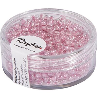 Rayher Hobby 14312254 Pérolas de semente (2,6 mm de diâmetro, lata de 17 g, pérolas para enfiar, pérolas de cristal pequenas, cor rosa pálido) Rayher Hobby 14312254 Pérolas de semente (2,6 mm de diâmetro, lata de 17 g, pérolas para enfiar, pérolas de cristal pequenas, cor rosa pálido)