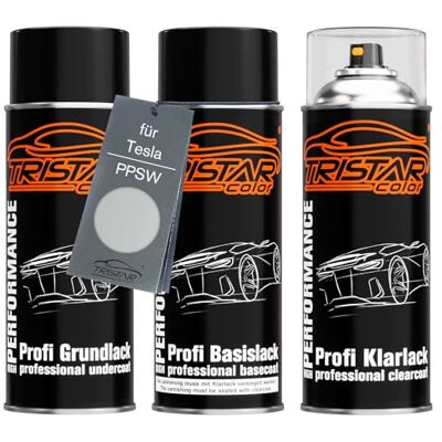 TRISTARcolor Pintura automotiva em spray para Tesla PPSW White Water Perl + Shasta Perl White, kit camada de fundo base + verniz, aerossóis 400 ml TRISTARcolor Pintura automotiva em spray para Tesla PPSW White Water Perl + Shasta Perl White, kit camada de fundo base + verniz, aerossóis 400 ml