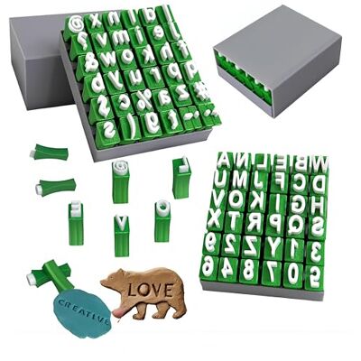 Ymswjgj Conjunto de 2 selos de argila do alfabeto 3D com letras impressas, kit de arte para artesanato, carimbo de letras para argila e cerâmica, ferramenta de oleiro, selo de alfabeto para arte e Ymswjgj Conjunto de 2 selos de argila do alfabeto 3D com letras impressas, kit de arte para artesanato, carimbo de letras para argila e cerâmica, ferramenta de oleiro, selo de alfabeto para arte e