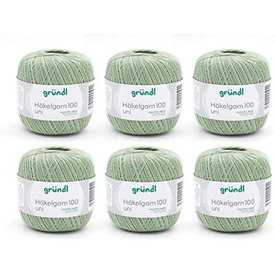 Fio de crochê de algodão Gründl - Pistache - 6 x 100g Fio de crochê de algodão Gründl - Pistache - 6 x 100g