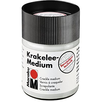 Marabu Médio craquelador incolor à água, frasco de 50 ml, para técnica de craquelagem, adequado para muitos materiais, 1140005840 Marabu Médio craquelador incolor à água, frasco de 50 ml, para técnica de craquelagem, adequado para muitos materiais, 1140005840