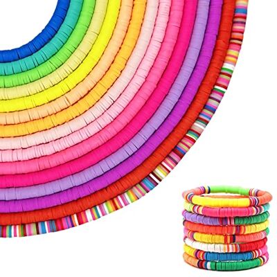 Aulese Peças Kit Bolitas, 6080 peças missangas para fazer pulseiras, 16 cores 6 mm argila polimérica bolas para fazer kit pulseiras adultos meninas brincos DIY presente.. Aulese Peças Kit Bolitas, 6080 peças missangas para fazer pulseiras, 16 cores 6 mm argila polimérica bolas para fazer kit pulseiras adultos meninas brincos DIY presente..