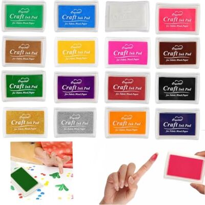 Strehknewen Almofadas de Tinta 16 Cores – Não Tóxicas, Laváveis e Seguras, para Carimbos de Dedos, Artesanato, Scrapbooking, Cartões e DIY Strehknewen Almofadas de Tinta 16 Cores – Não Tóxicas, Laváveis e Seguras, para Carimbos de Dedos, Artesanato, Scrapbooking, Cartões e DIY