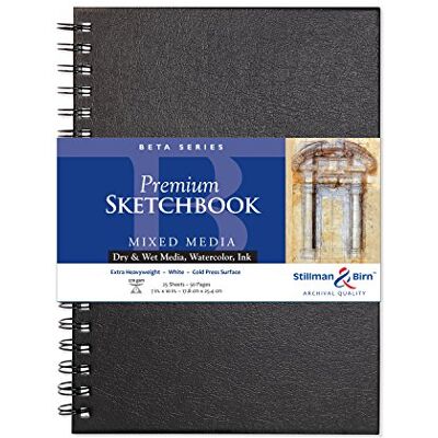 Stillman & Birn Beta Series Caderno de esboços (17,78 x 10 polegadas, 270 g/m² (extra pesado), papel branco, superfície de prensa a frio Stillman & Birn Beta Series Caderno de esboços (17,78 x 10 polegadas, 270 g/m² (extra pesado), papel branco, superfície de prensa a frio